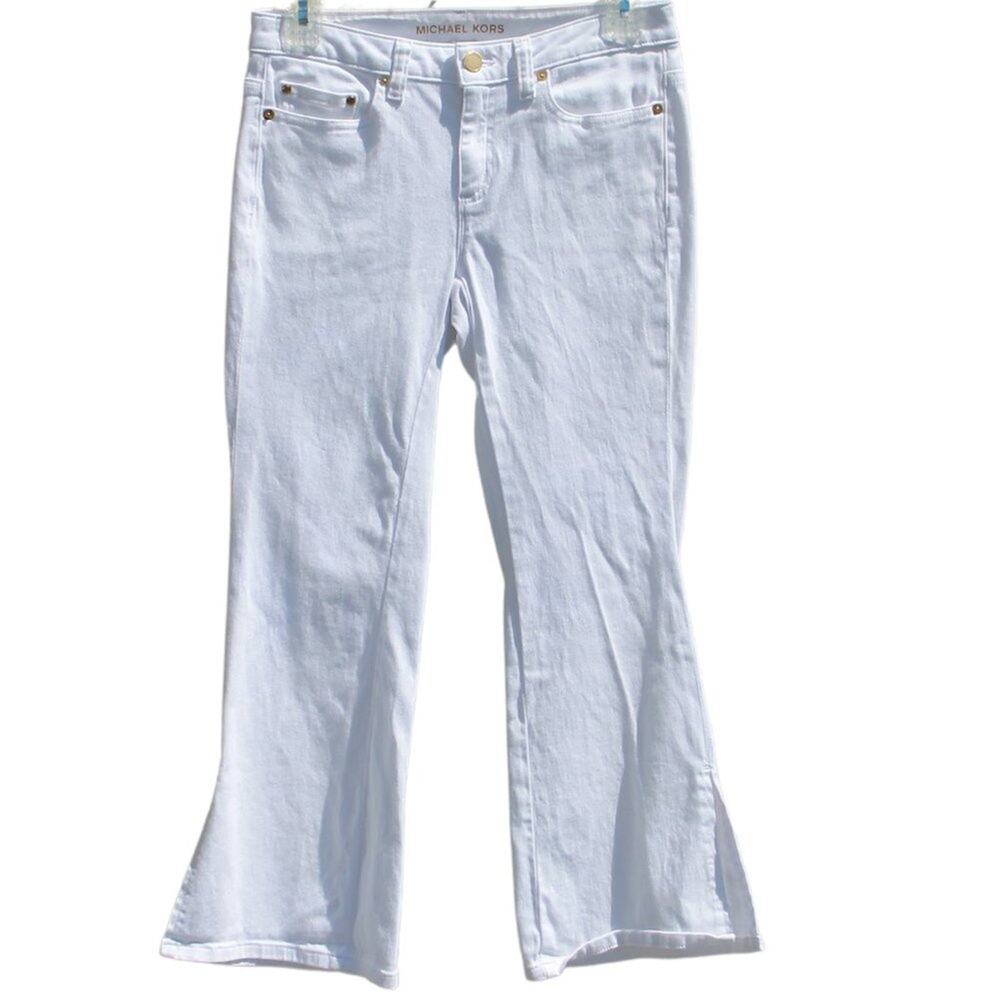 Michael Kors Women's Flare Cropped White Jeans Size 2